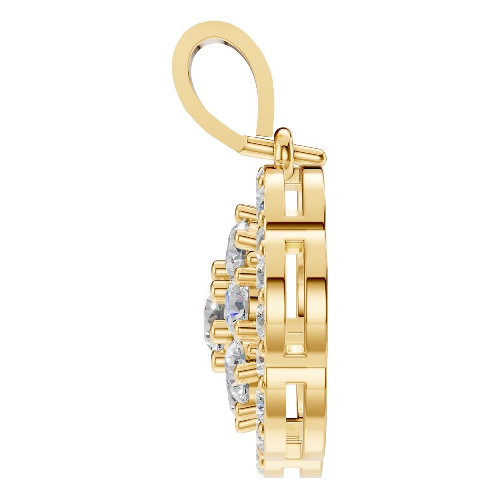 PE-3784 Yellow Gold Pendant SET - Side View