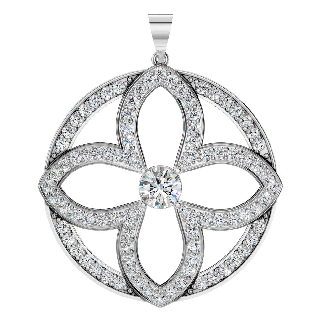 PE-4098 White Gold Pendant SET - Main View