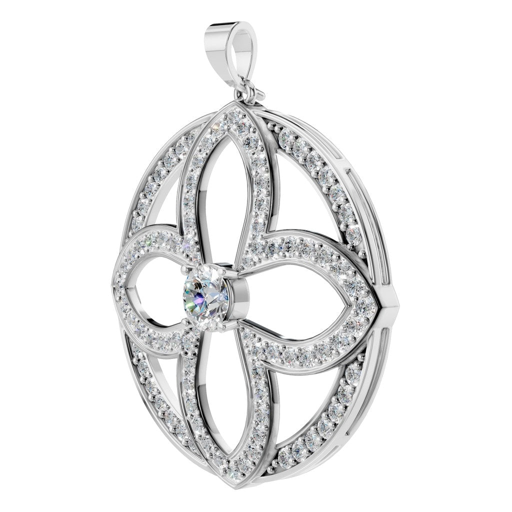 PE-4098 White Gold Pendant SET - ANGLE