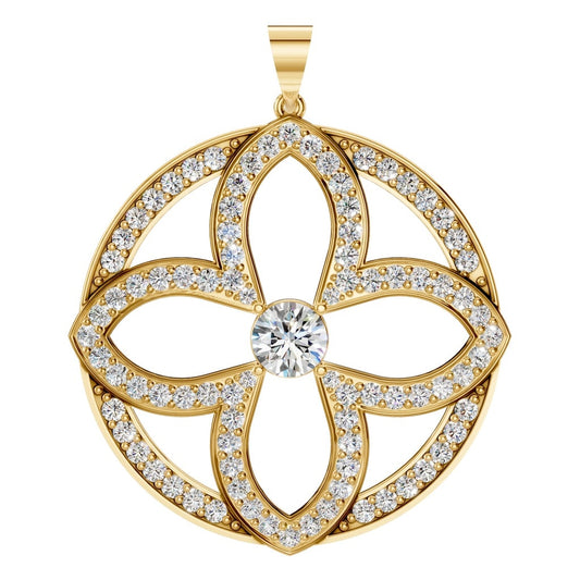 PE-4098 Yellow Gold Pendant SET - Main View