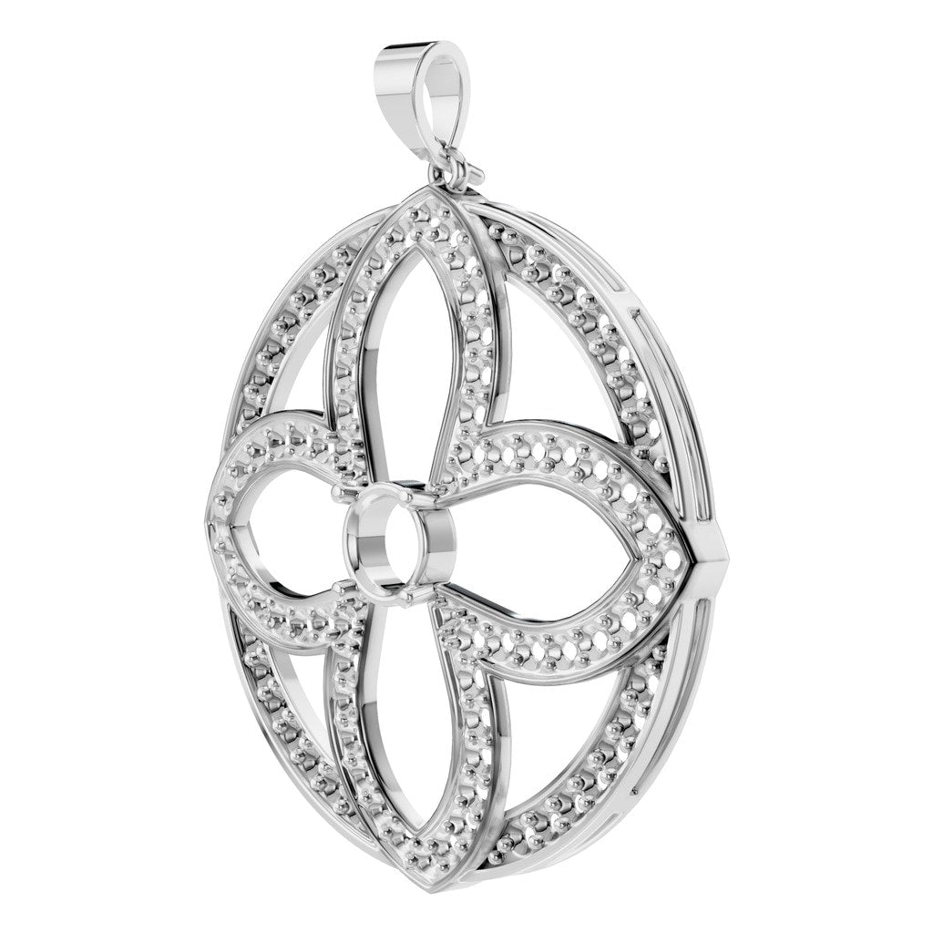 PE-4098 White Gold Pendant UNSET - ANGLE