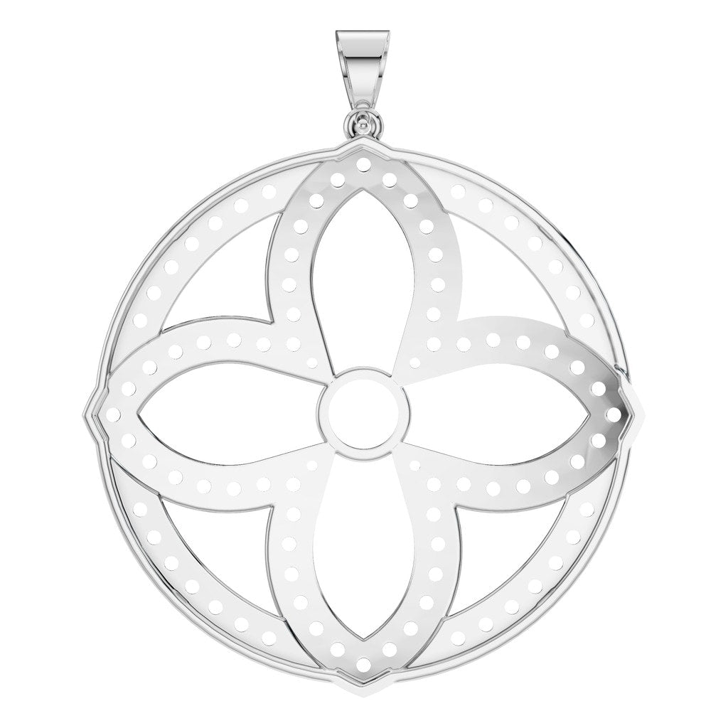 PE-4098 White Gold Pendant UNSET - BACK