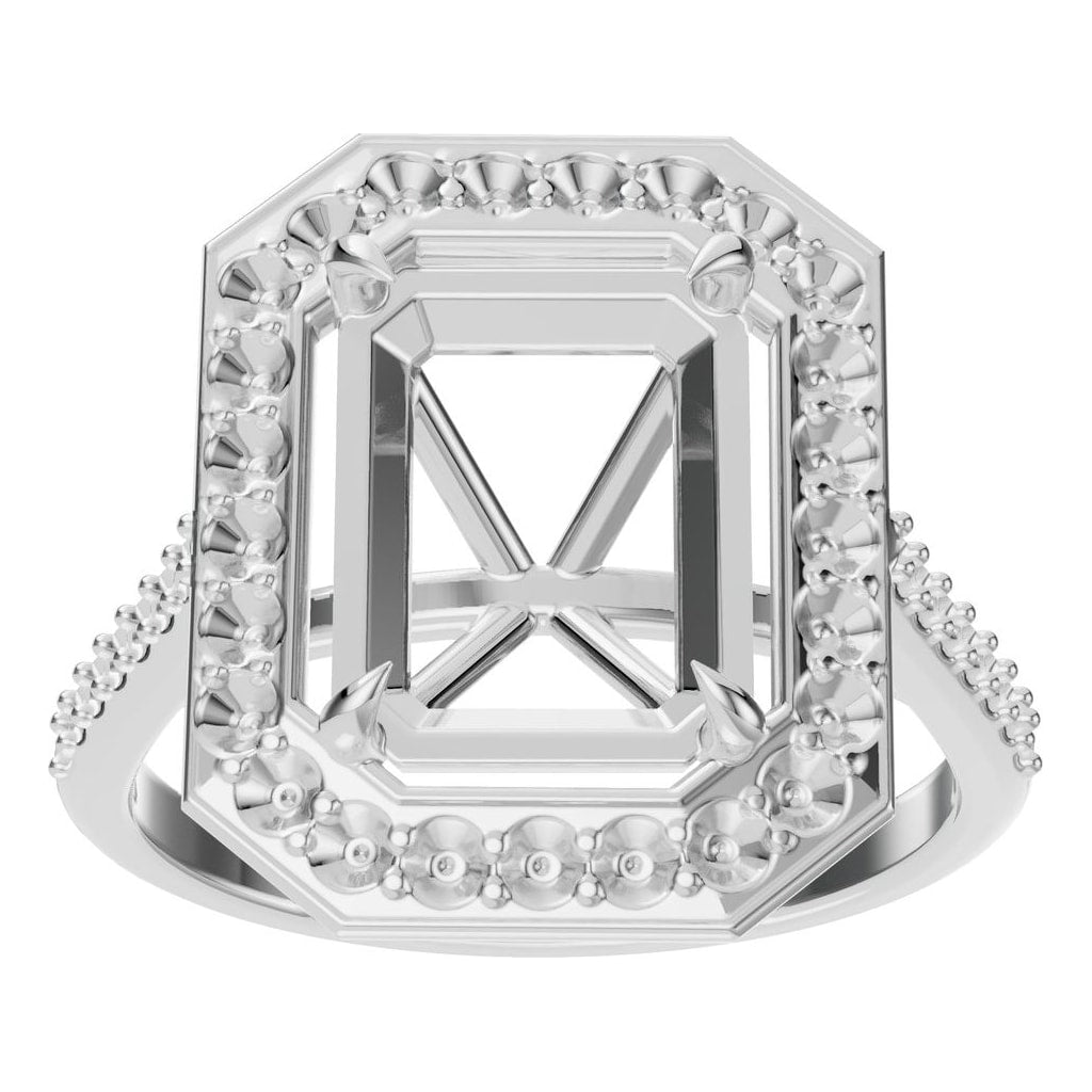 RI-0073 White Gold Ring UNSET - Front View