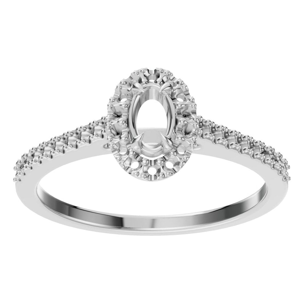RI-1895 White Gold Ring UNSET - Front View