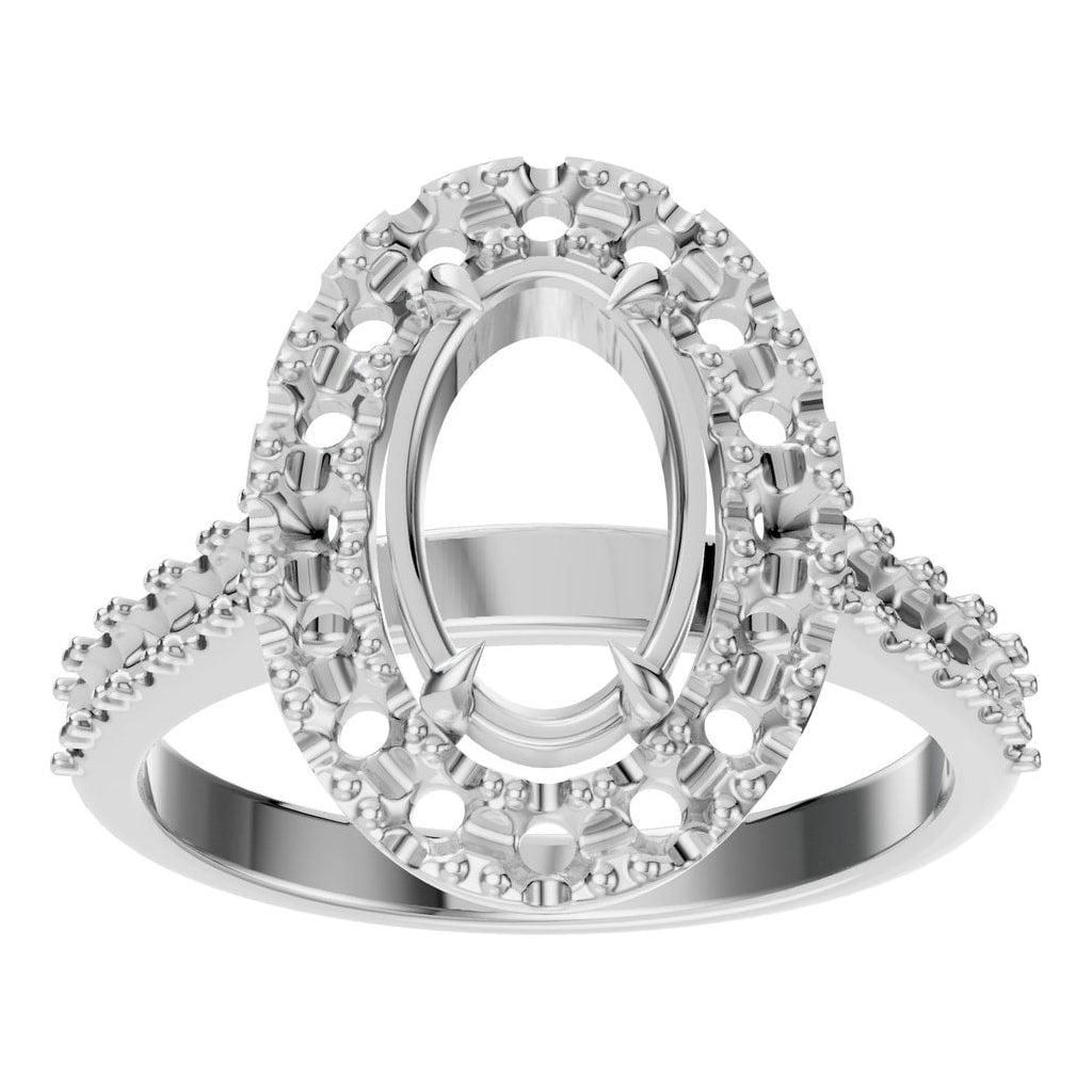 RI-1895 White Gold Ring UNSET - Front View