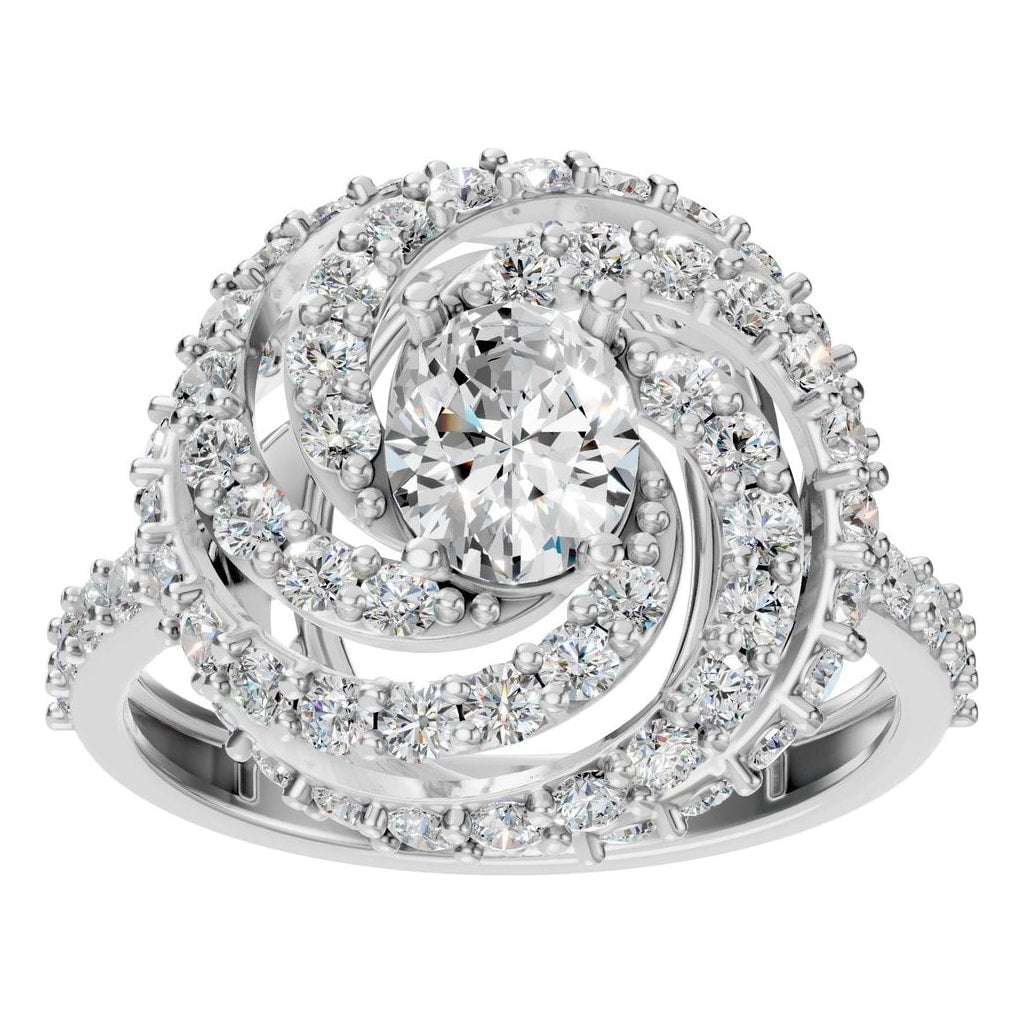 RI-6726 White Gold Ring SET - Front View