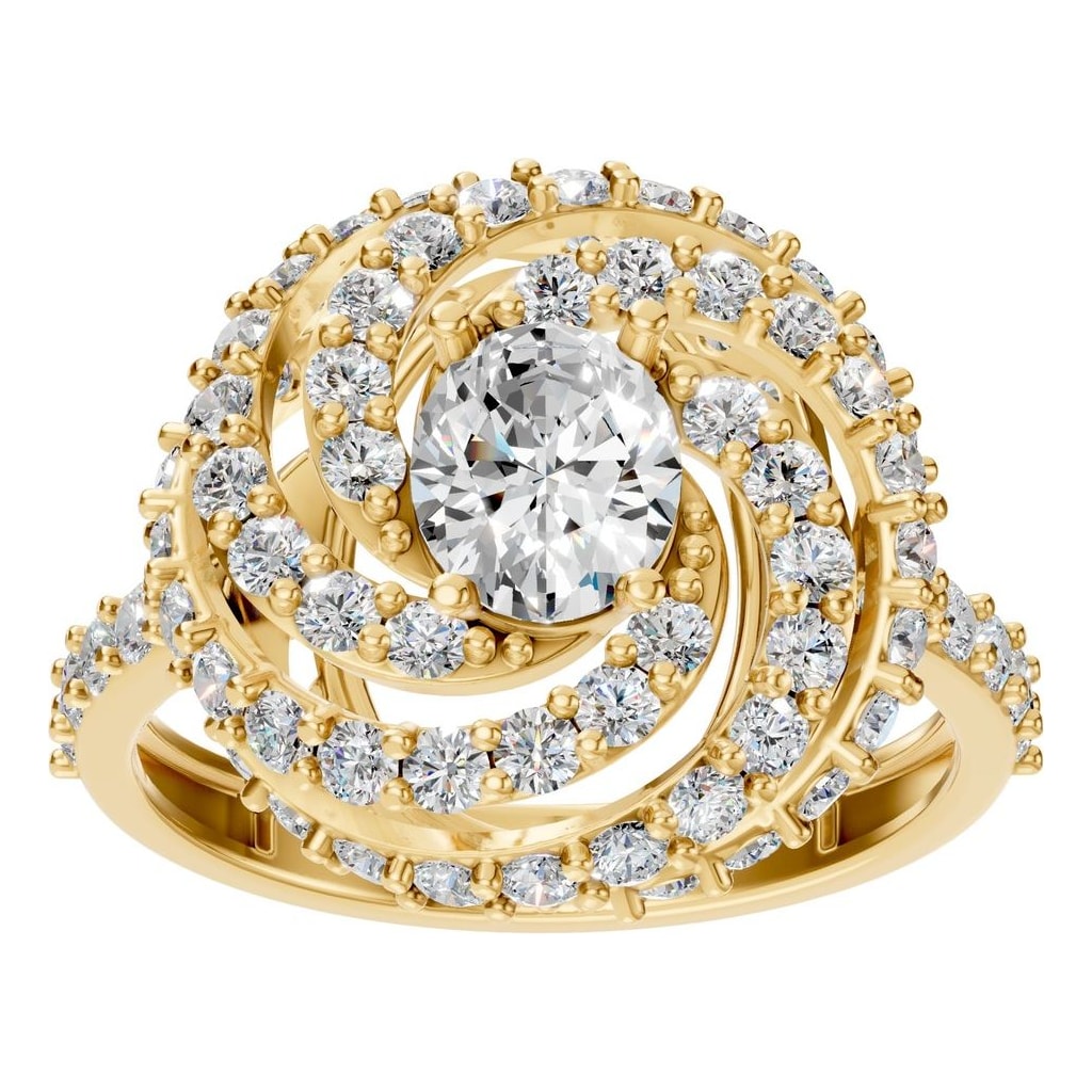 RI-6726 Yellow Gold Ring SET - Front View