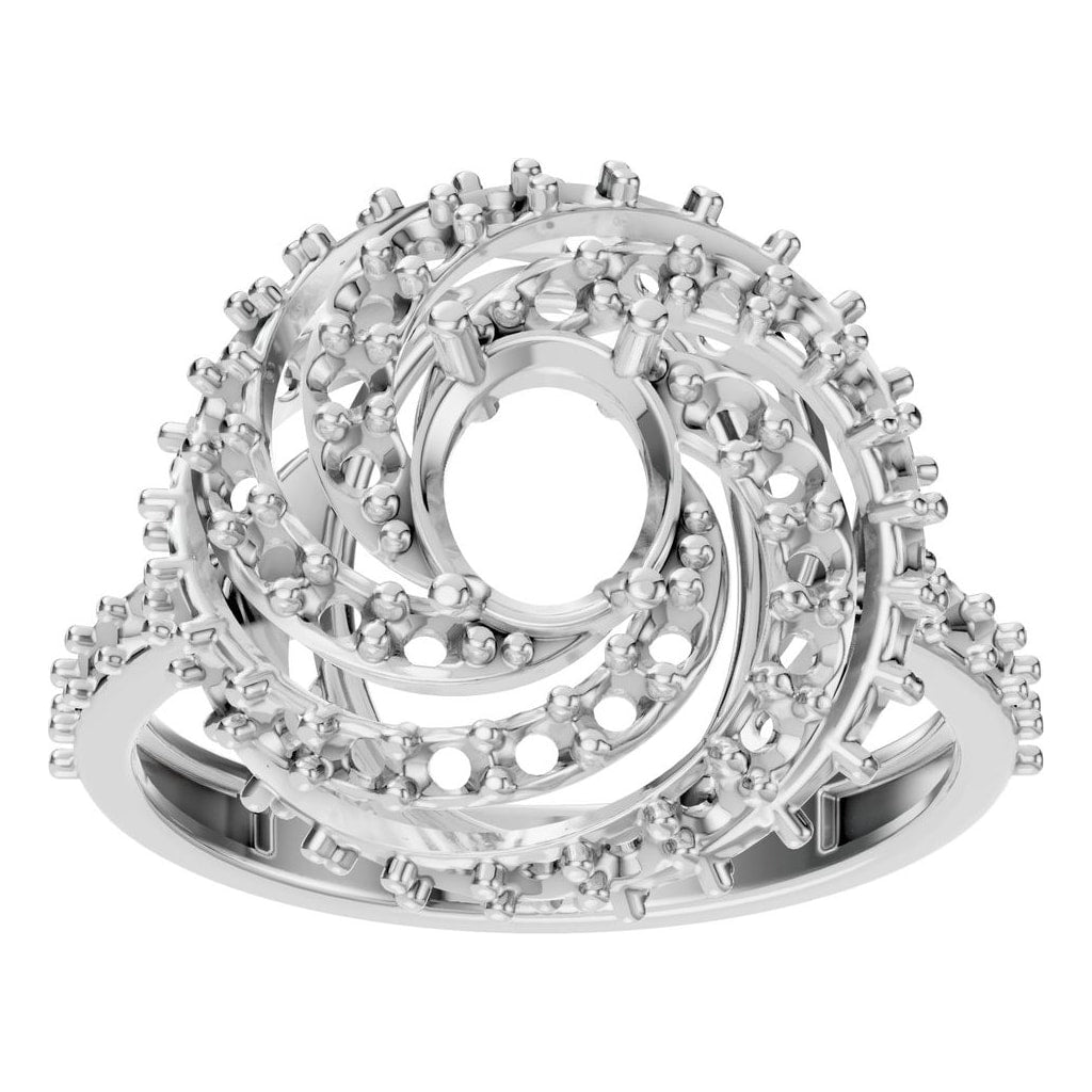 RI-6726 White Gold Ring UNSET - Front View