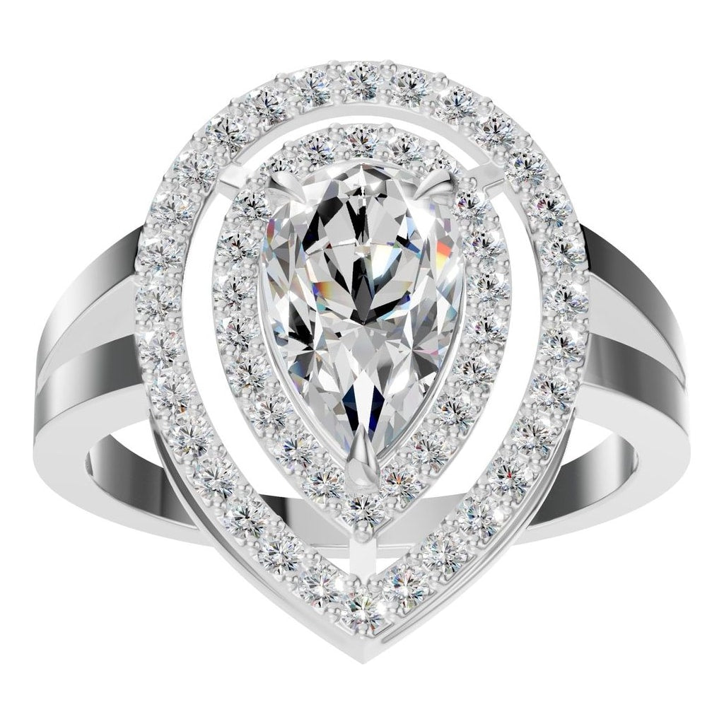 RI-7211 White Gold Ring SET - Front View
