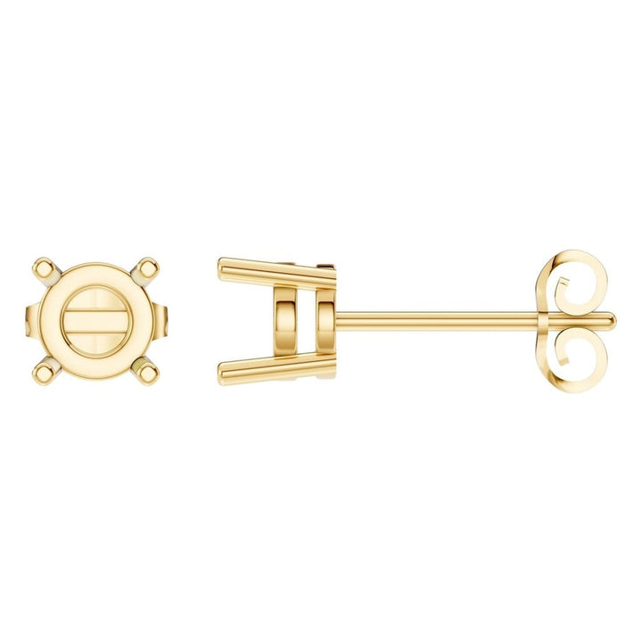 Solitaire Stud Earrings Mounting - Round 5mm