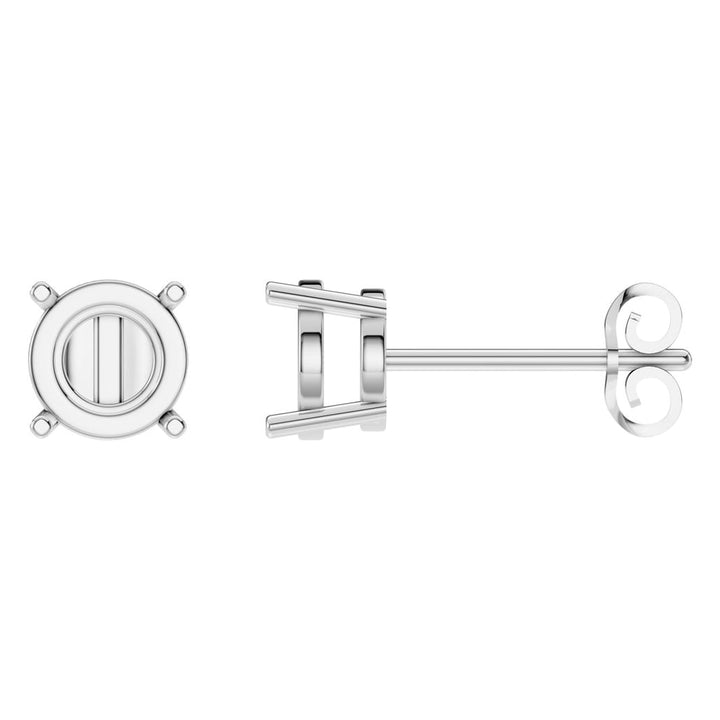Solitaire Stud Earrings Mounting - Round 6.3mm