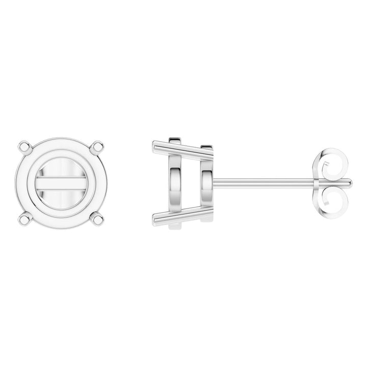Solitaire Stud Earrings Mounting - Round 8mm