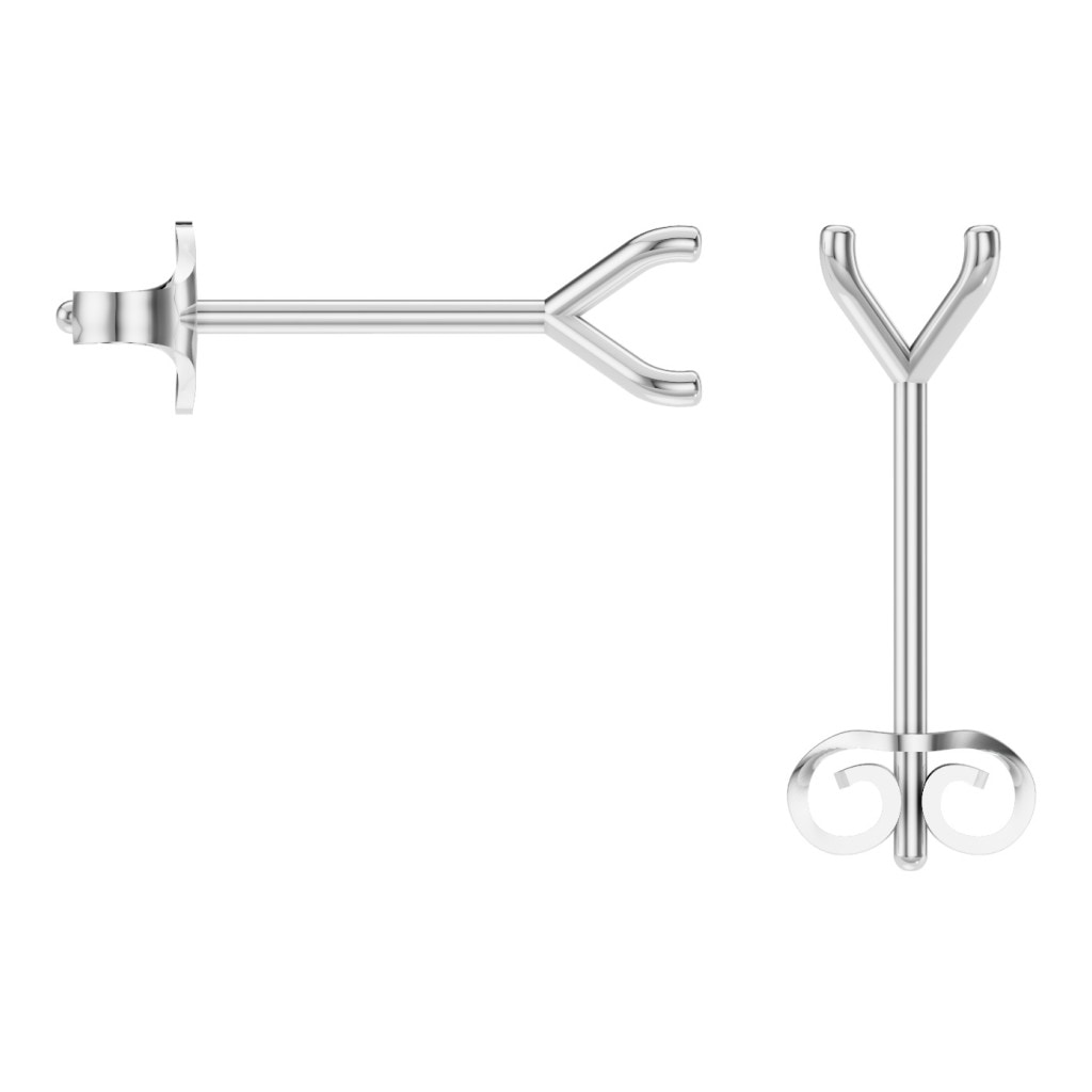 EA-2998 White Gold Earrings UNSET - BACK