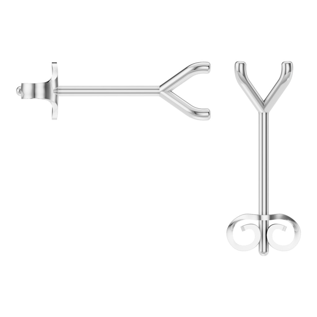 EA-2998 White Gold Earrings UNSET - BACK