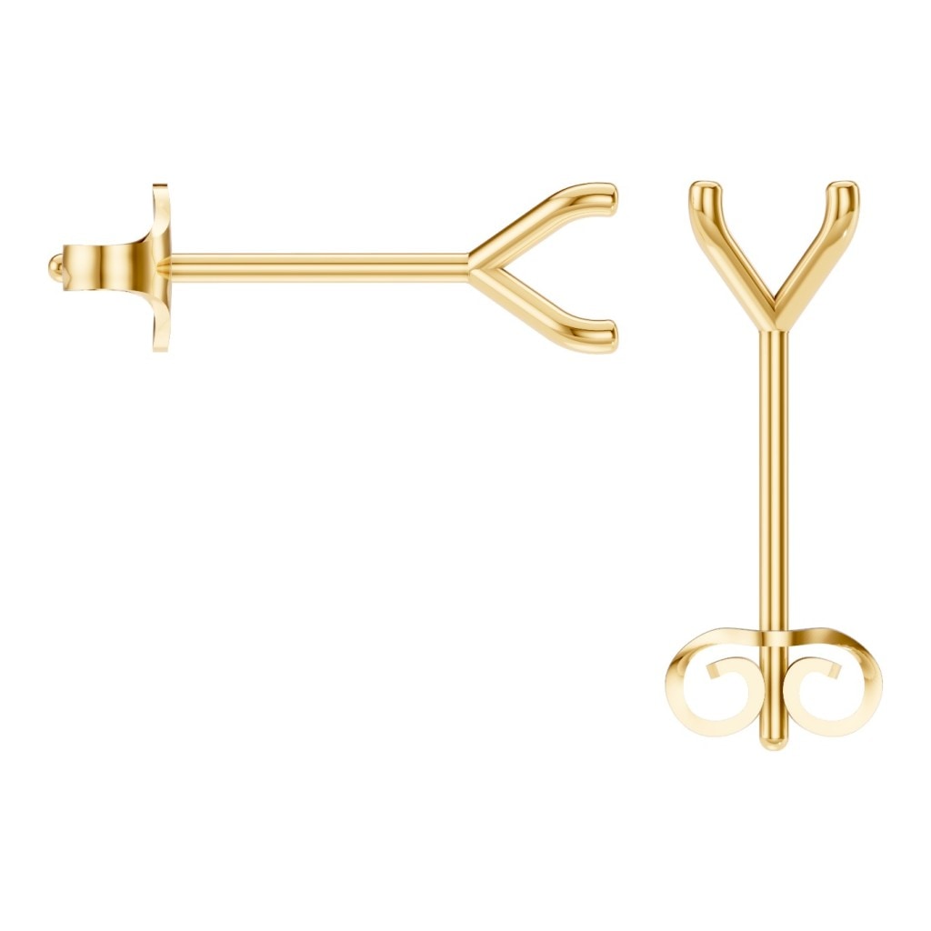 EA-2998 Yellow Gold Earrings UNSET - BACK