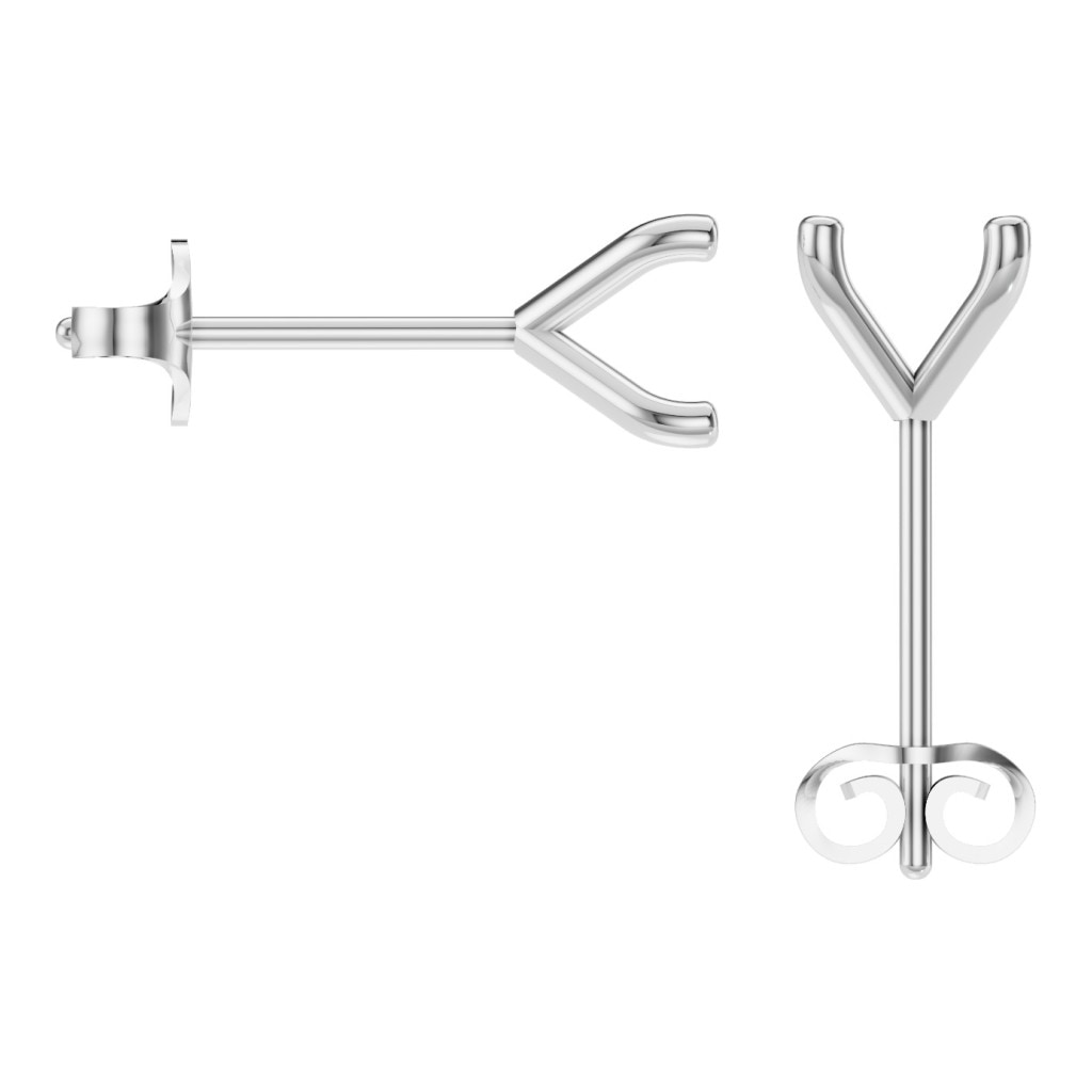 EA-2998 White Gold Earrings UNSET - BACK