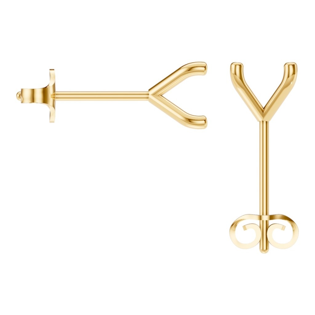 EA-2998 Yellow Gold Earrings UNSET - BACK