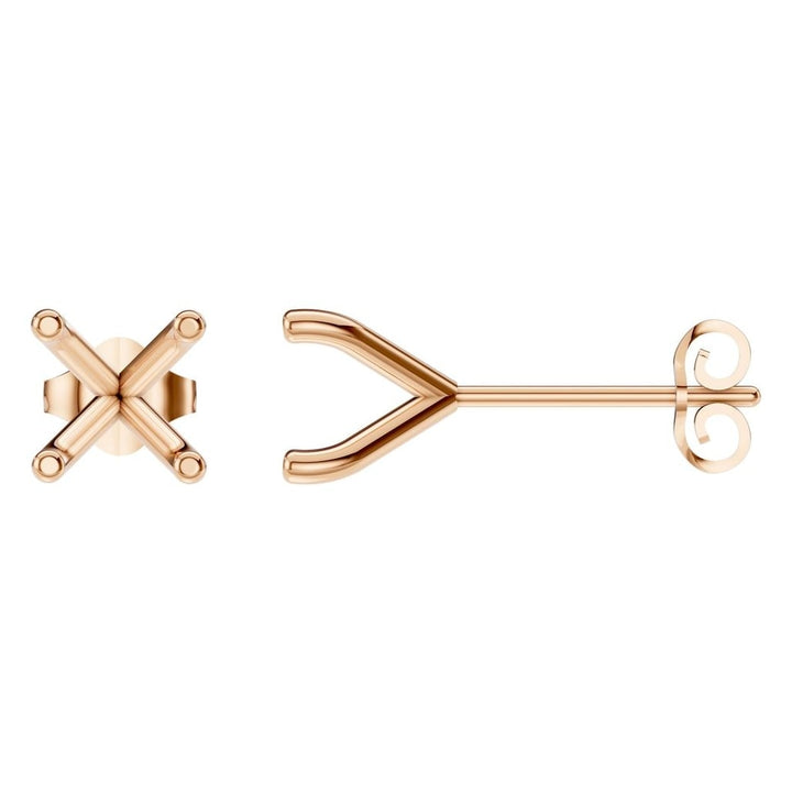 Solitaire Stud Earrings Mounting - Round 6.4mm