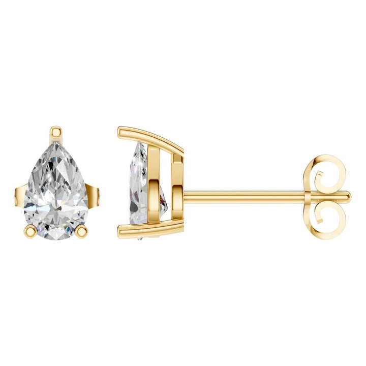 Solitaire Stud Earrings Mounting - Pear 7x4.5mm