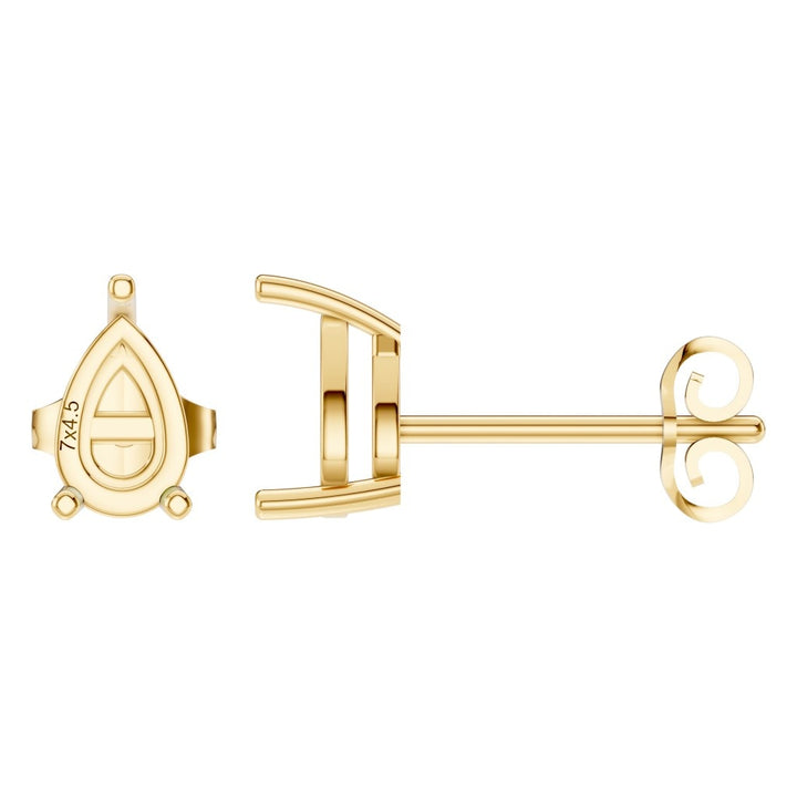 Solitaire Stud Earrings Mounting - Pear 7x4.5mm