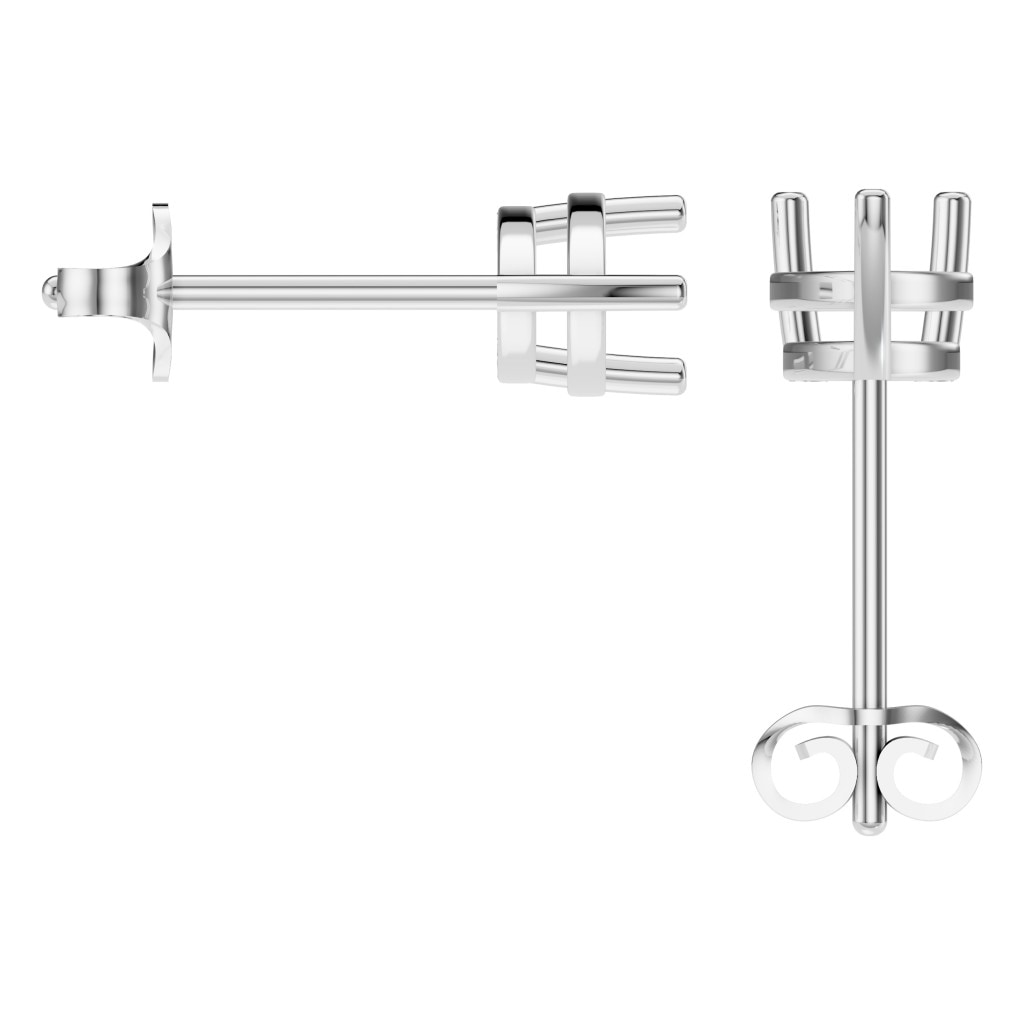 EA-4291 White Gold Earrings UNSET - BACK