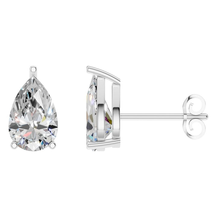 Solitaire Stud Earrings Mounting - Pear 10x6.5mm