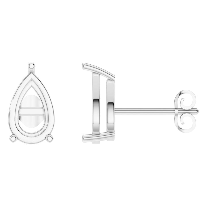 Solitaire Stud Earrings Mounting - Pear 10x6.5mm