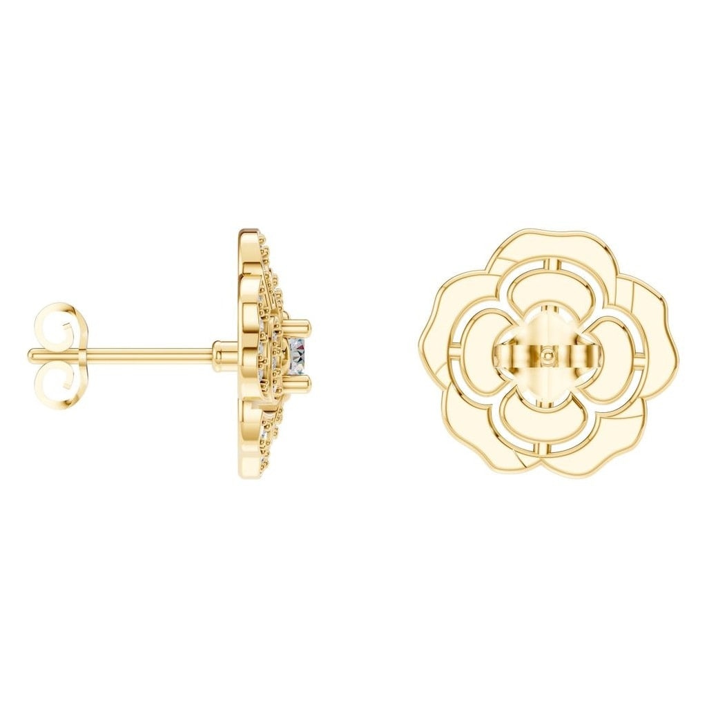 EA-5990 Yellow Gold Earrings SET - Angle View