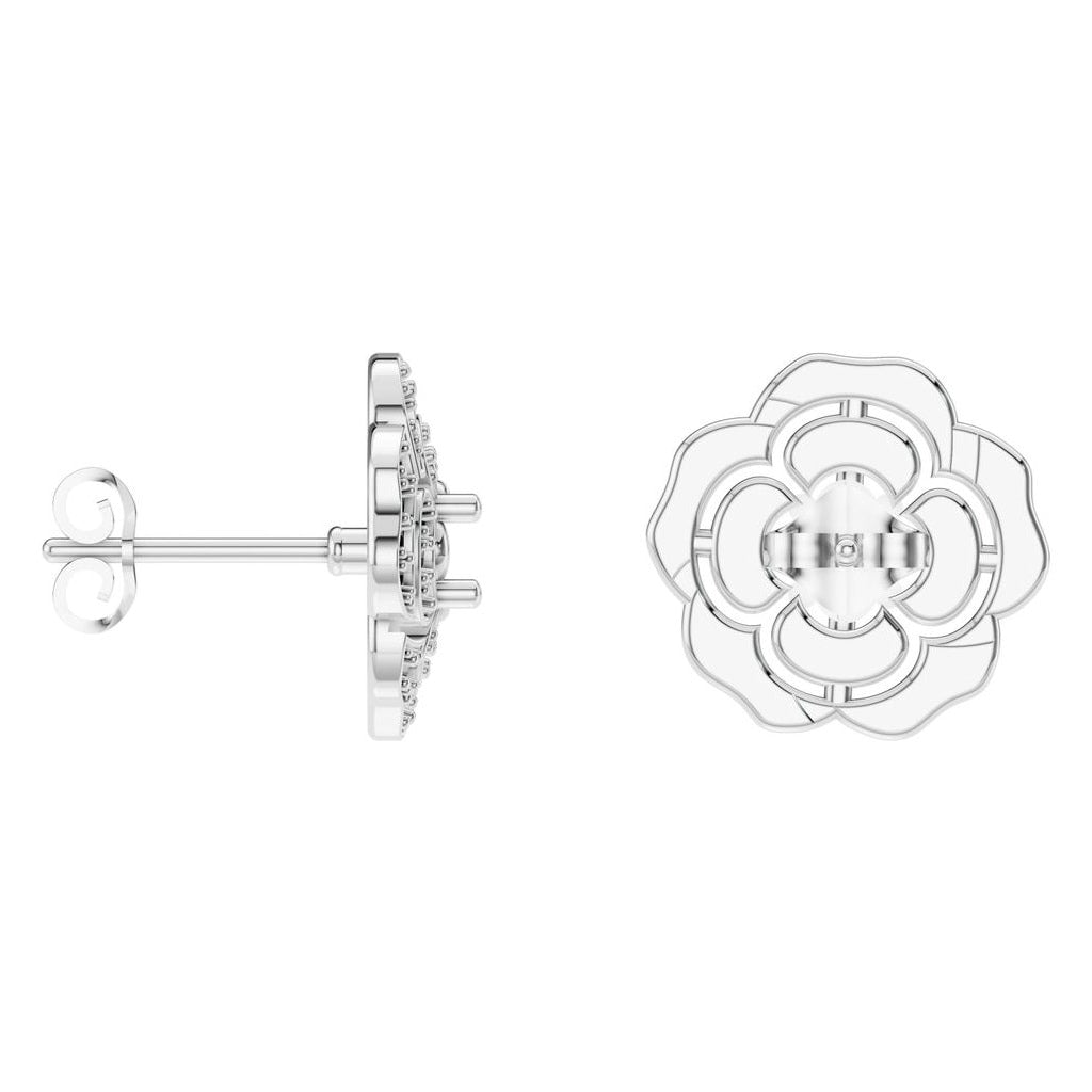 EA-5990 White Gold Earrings UNSET - Angle View