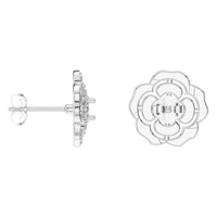 EA-5990 White Gold Earrings UNSET - Angle View