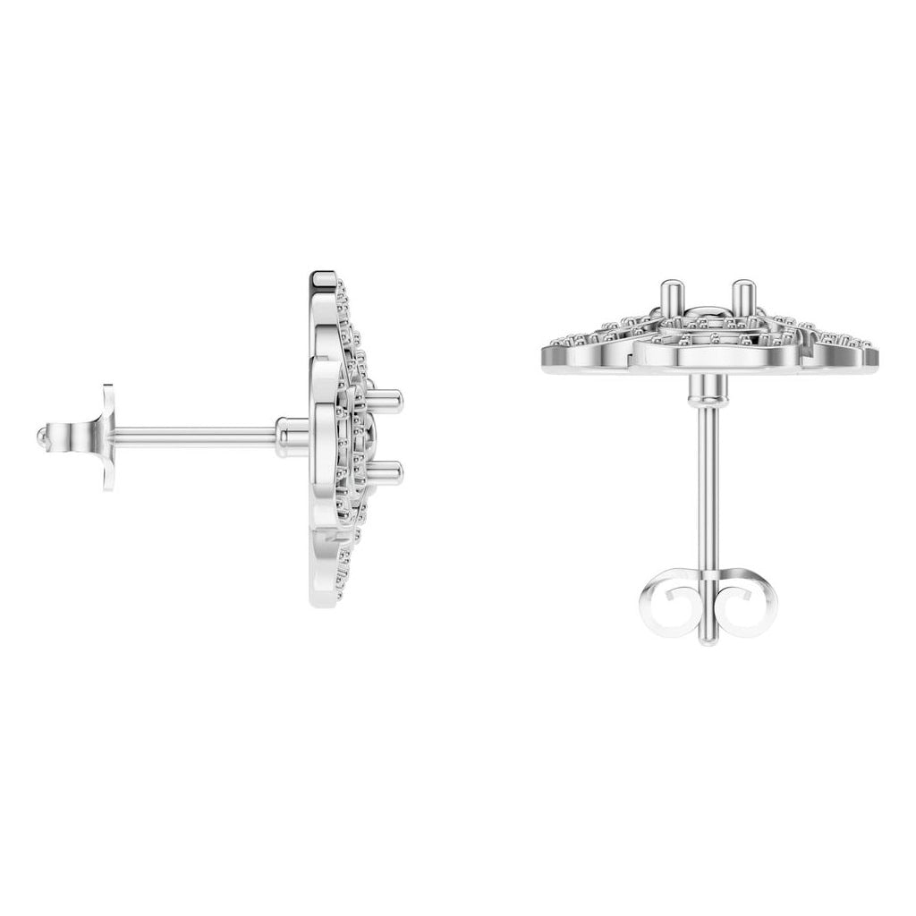 EA-5990 White Gold Earrings UNSET - Back View