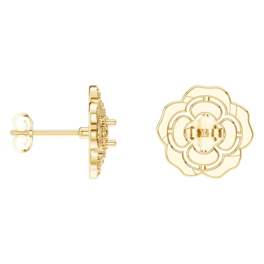 EA-5990 Yellow Gold Earrings UNSET - Angle View