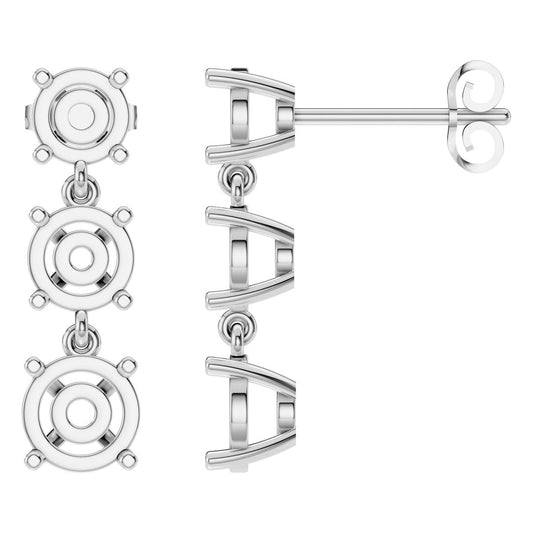 EA-6478 White Gold Earrings UNSET - Main View