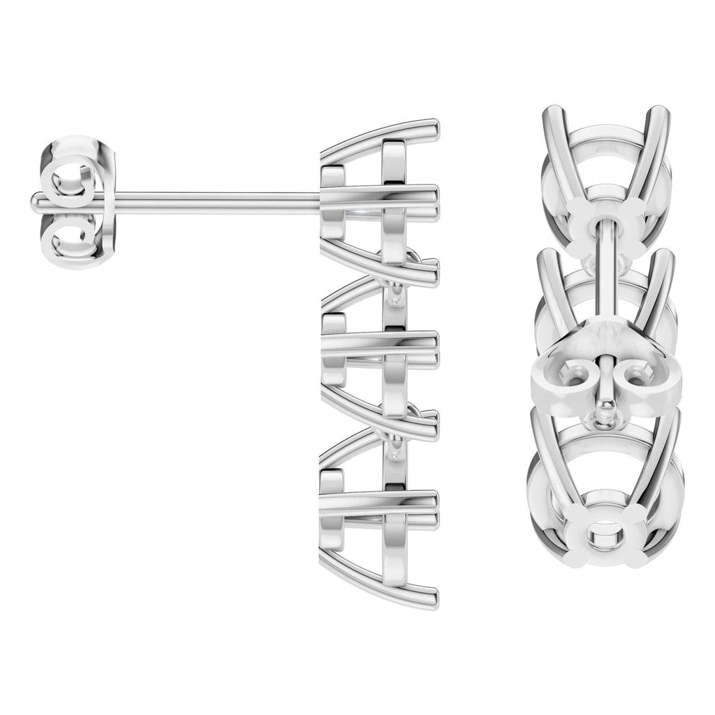 EA-6478 White Gold Earrings UNSET - Side View