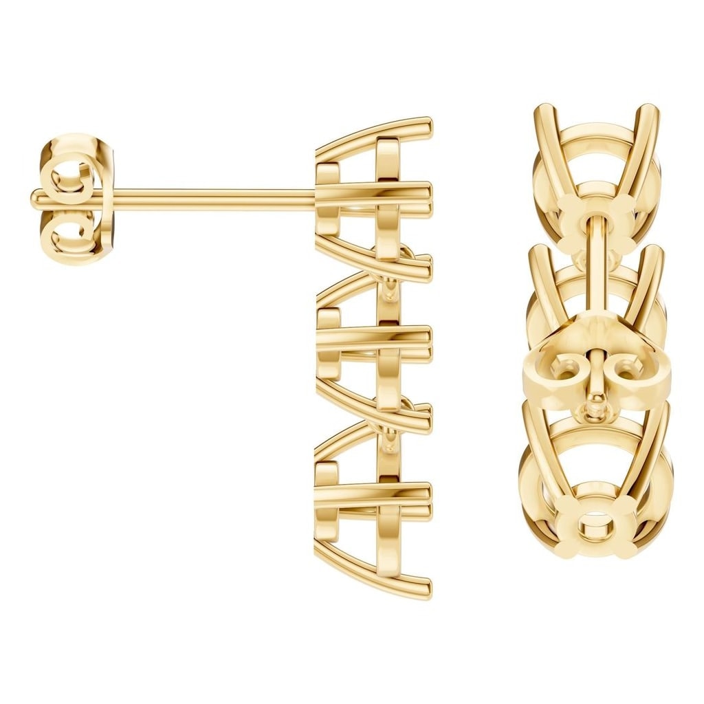 EA-6478 Yellow Gold Earrings UNSET - Side View