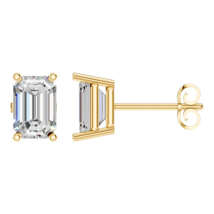 Solitaire Stud Earrings Mounting - Emerald 8x5.5mm