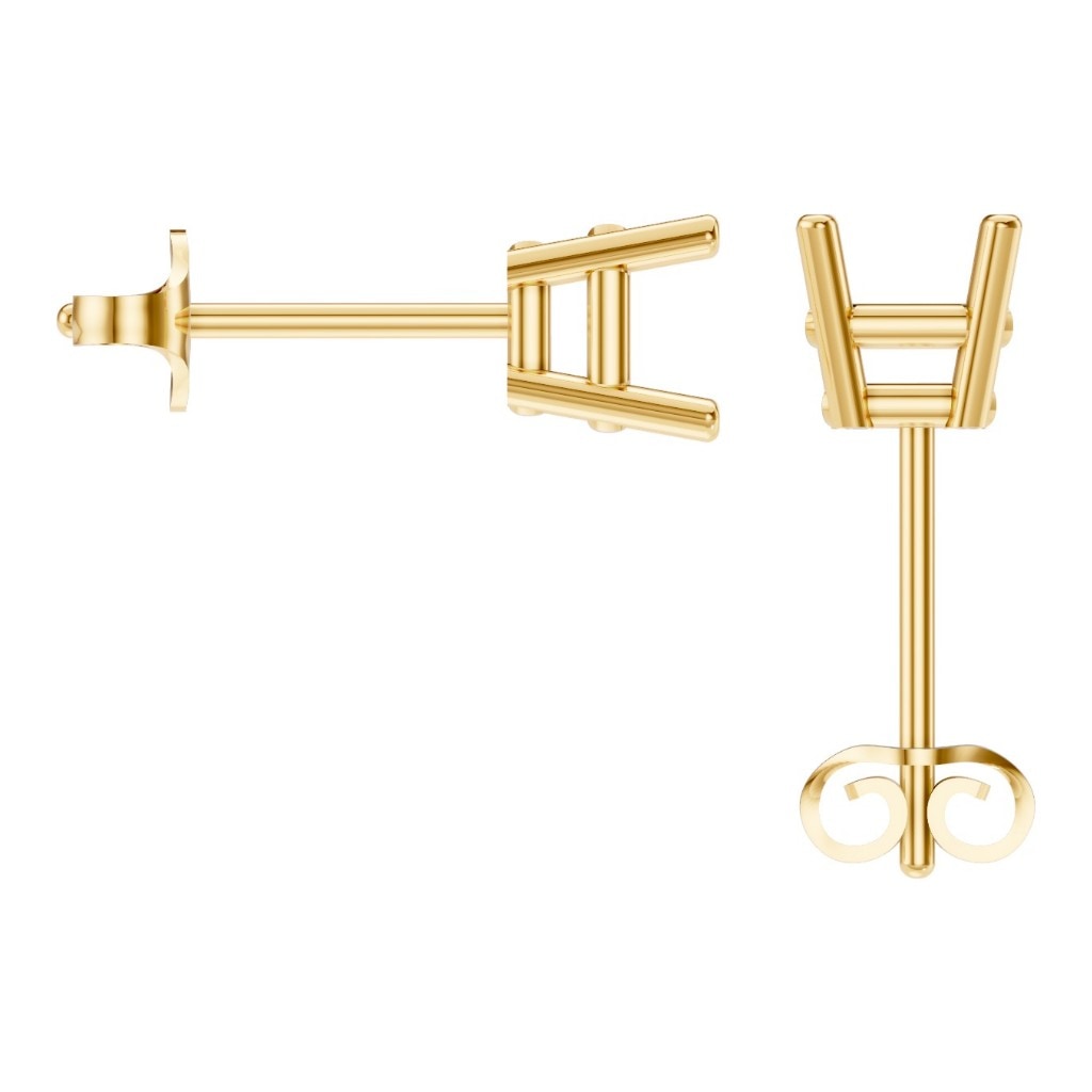 EA-7845 Yellow Gold Earrings UNSET - BACK