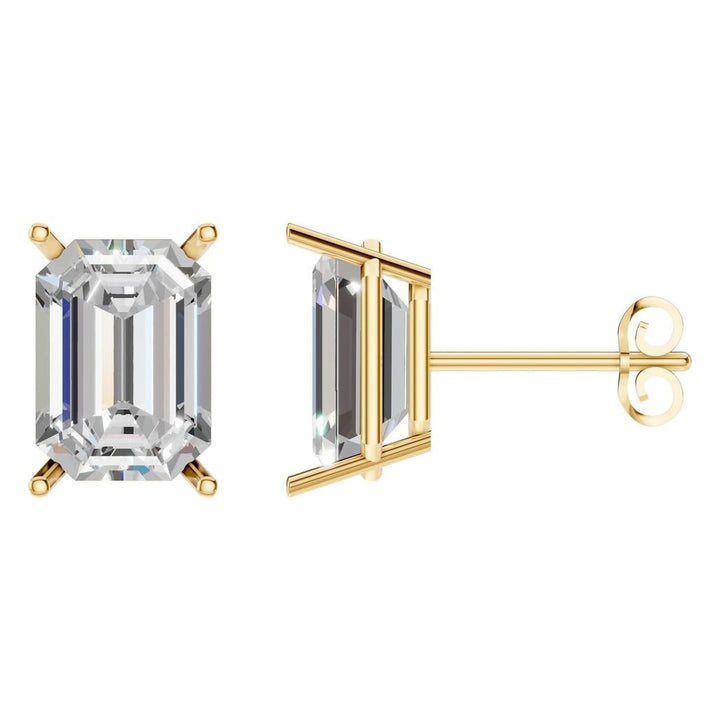Solitaire Stud Earrings Mounting - Emerald 11x8mm