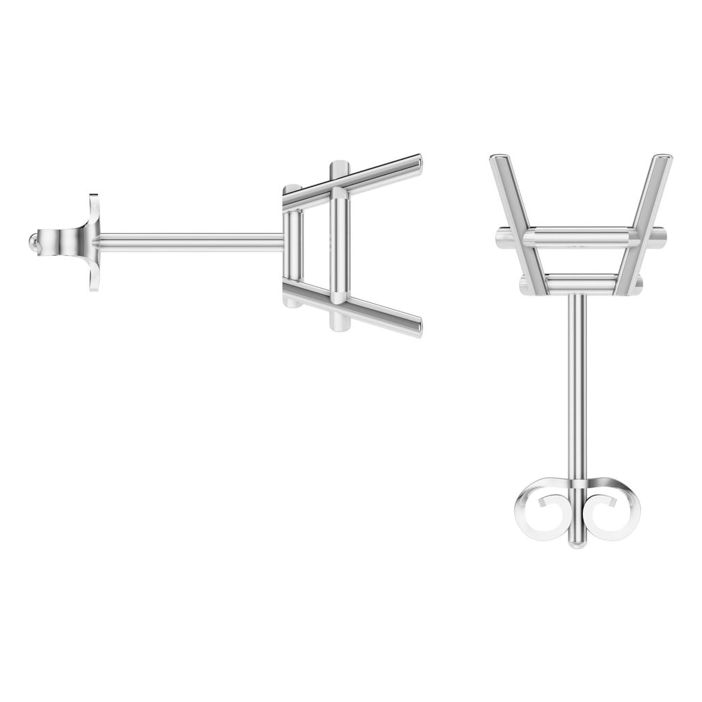 EA-7845 White Gold Earrings UNSET - BACK