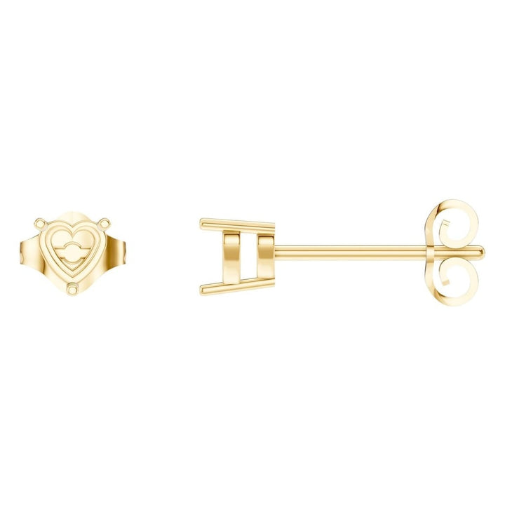 Solitaire Stud Earrings Mounting - Heart 4mm