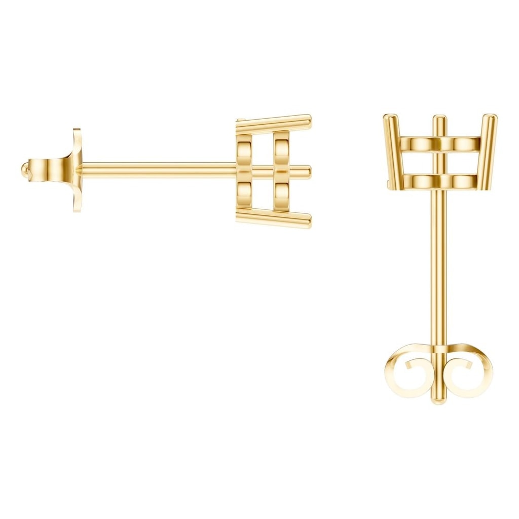 EA-8133 Yellow Gold Earrings UNSET - BACK