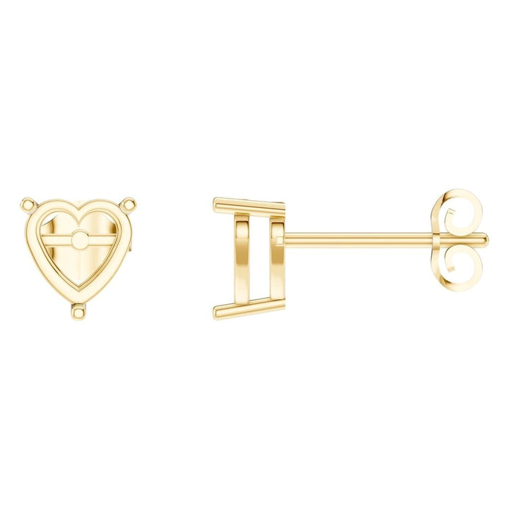 Solitaire Stud Earrings Mounting - Heart 6.5mm