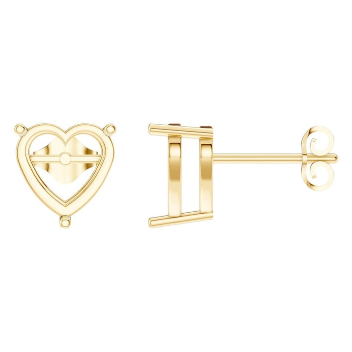 Solitaire Stud Earrings Mounting - Heart 9mm