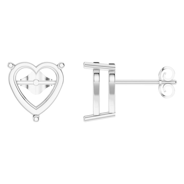 Solitaire Stud Earrings Mounting - Heart 10.5mm