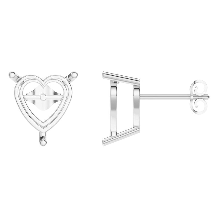 Solitaire Stud Earrings Mounting - Heart 11.5mm