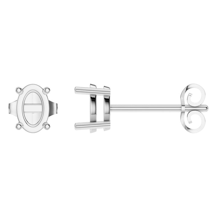 Solitaire Stud Earrings Mounting - Oval 6x4mm