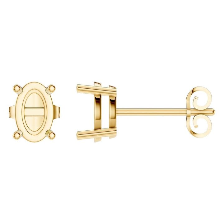 Solitaire Stud Earrings Mounting - Oval 7x4,5mm