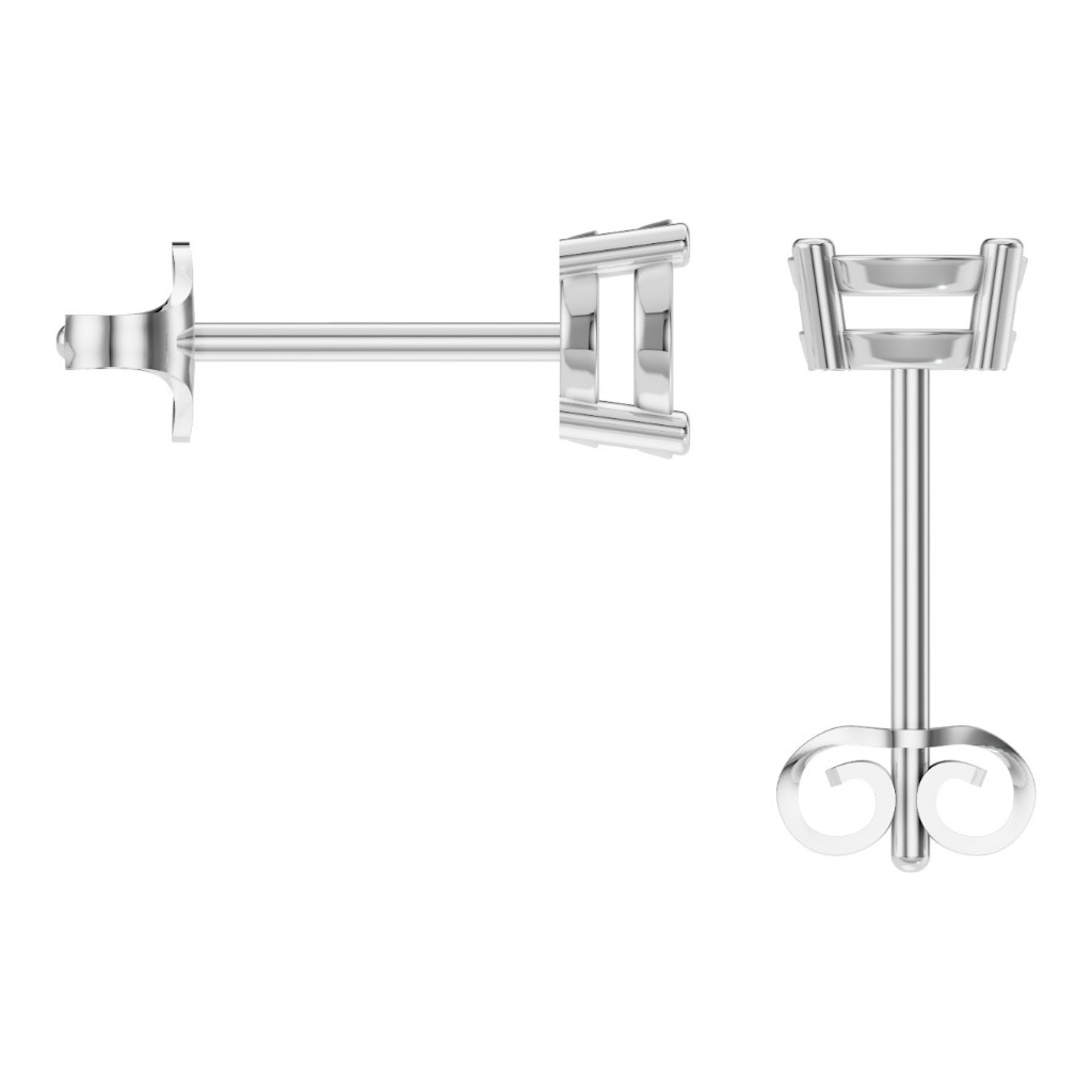 EA-8196 White Gold Earrings UNSET - BACK