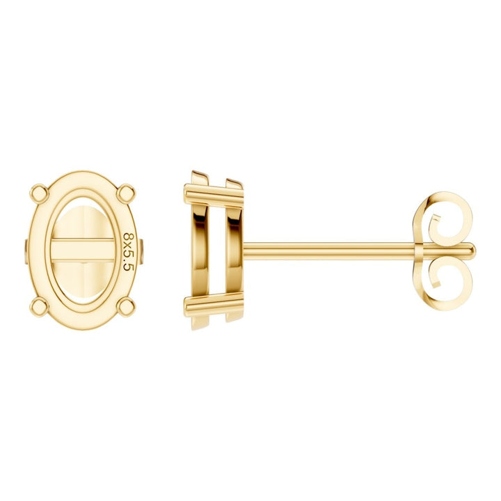Solitaire Stud Earrings Mounting - Oval 8x5.5mm