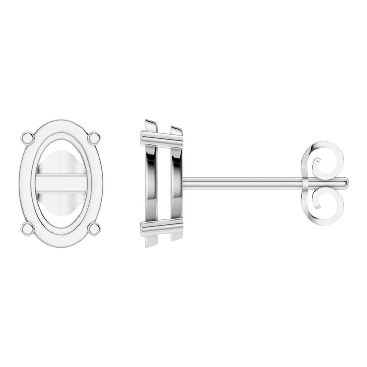 Solitaire Stud Earrings Mounting - Oval 9x6mm
